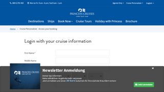 
                            6. Cruise Personalizer - Access your booking - Princess Cruises