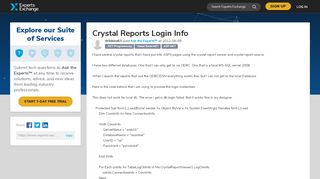 
                            9. Crystal Reports Login Info - Experts Exchange