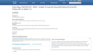 
                            11. CSCvf51310 - WSA - Unable To Log Into AsyncOS Using ... - Cisco Bug