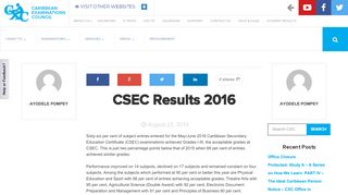 
                            3. CSEC Results 2016 | Caribbean Examinations Council