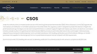 
                            6. CSOS Certified Products List | Drummond Group