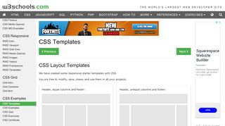 
                            9. CSS Templates - w3schools.com