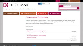 
                            6. Current Career Opportunities: First Bank