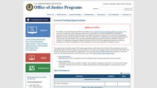 
                            9. Current Funding Opportunities - Office of Justice Programs (OJP)