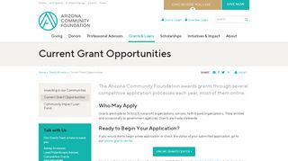 
                            3. Current Grant Opportunities - Arizona Community Foundation