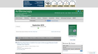 
                            1. Current Issue Table of Contents: Arthroscopy