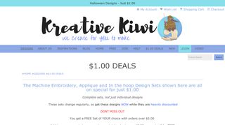 
                            7. Current Specials - Kreative Kiwi Embroidery Designs