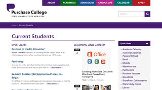 
                            2. Current Students • Portals • Purchase College