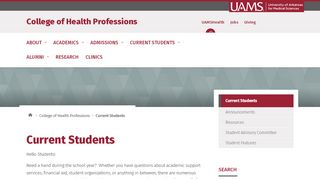 
                            7. Current Students - UAMS College of Health Professions
