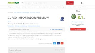 
                            4. CURSO IMPORTADOR PREMIUM - Eduzz- Reclame Aqui