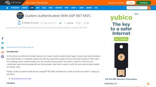 
                            2. Custom Authentication With ASP.NET MVC