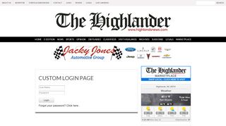 
                            5. Custom Login Page | The Highlander, Highlands, North Carolina