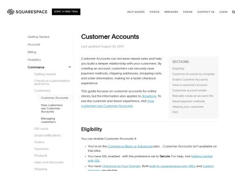 
                            2. Customer Accounts – Squarespace Help