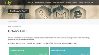 
                            1. Customer Care - Sify Technologies