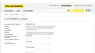 
                            4. Customer Login - Dollar General