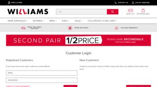 
                            7. Customer Login - Williams Shoes