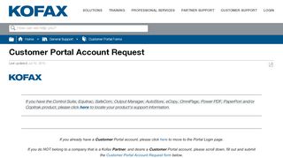 
                            2. Customer Portal Account Request - Kofax