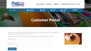 
                            8. Customer Portal : Customer Login - Print Net USA