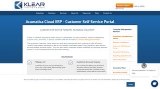 
                            5. Customer Self-Service Portal for Acumatica Cloud ERP - Klear Systems