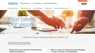 
                            1. Customer Service Opportunities at Anthem, Inc.