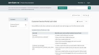 
                            5. Customer Service Portal user roles | ServiceNow Docs