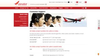 
                            1. Customer Support - Air India