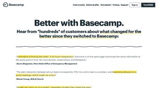 
                            8. Customer testimonials: Basecamp