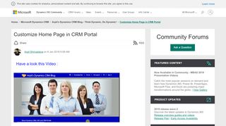 
                            2. Customize Home Page in CRM Portal - Microsoft Dynamics Community