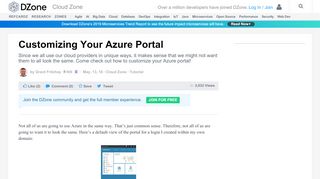 
                            8. Customizing Your Azure Portal - DZone Cloud