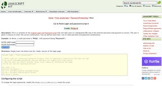 
                            4. Cut & Paste Login and password script II - JavaScript Kit
