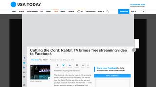 
                            5. Cutting the Cord: Rabbit TV brings free streaming video to Facebook