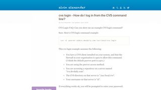 
                            10. cvs login - How do I log in from the CVS …