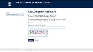 
                            8. CWL Account Recovery - The University of British Columbia