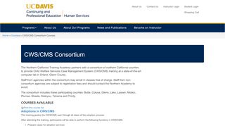 
                            5. CWS/CMS Consortium | UC Davis Continuing and Professional ...