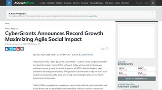 
                            9. CyberGrants Announces Record Growth Maximizing Agile Social ...