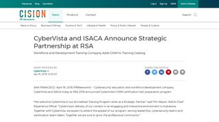 
                            7. CyberVista and ISACA Announce Strategic Partnership at RSA