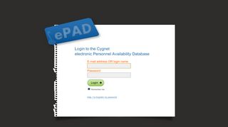 
                            5. Cygnet Electronic Personnel Availability Database - Login