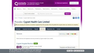 
                            8. Cygnet Health Care Limited - CQC