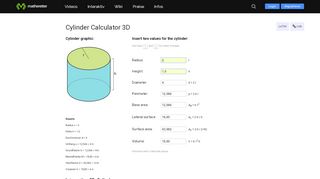 
                            8. Cylinder Calculator 3D | Matheretter