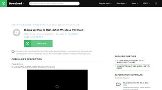 
                            9. D-Link AirPlus G DWL-G510 Wireless PCI Card - …