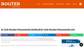 
                            6. D-Link Default Passwords List - D-Link Router Passwords