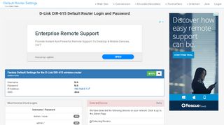 
                            1. D-Link DIR-615 Default Router Login and Password