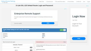 
                            6. D-Link DSL-225 Default Router Login and Password