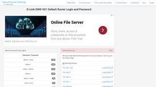 
                            9. D-Link DWR-921 Default Router Login and Password