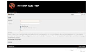 
                            2. D16 Group Users Forum - User Control Panel - Login