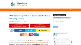 
                            8. DAAD Scholarship 2019-20 in Germany For Masters & Ph.D ...