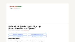 
                            7. Dafabet UK Sports, Login, Sign Up Bonus, Free Bet and Sponsor