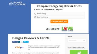 
                            8. Daligas Reviews & Tariffs: 2018 Electricity & Gas Comparison