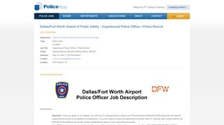 
                            8. Dallas/Fort Worth Airport of Public Safety, TX Police Jobs - Entry Level ...