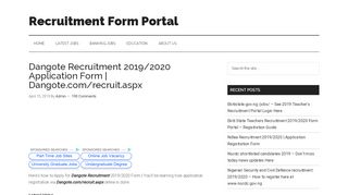 
                            9. Dangote Recruitment - Recruitment Form Portal